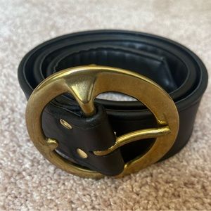 Authentic Sergio Hudson Black Signature Leather Belt, Size 38